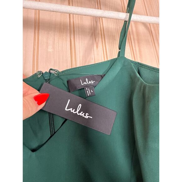 NWT Lulus Reinette Dark Green Midi Dress Cocktail Party Gala Wedding Size L - Picture 6 of 7